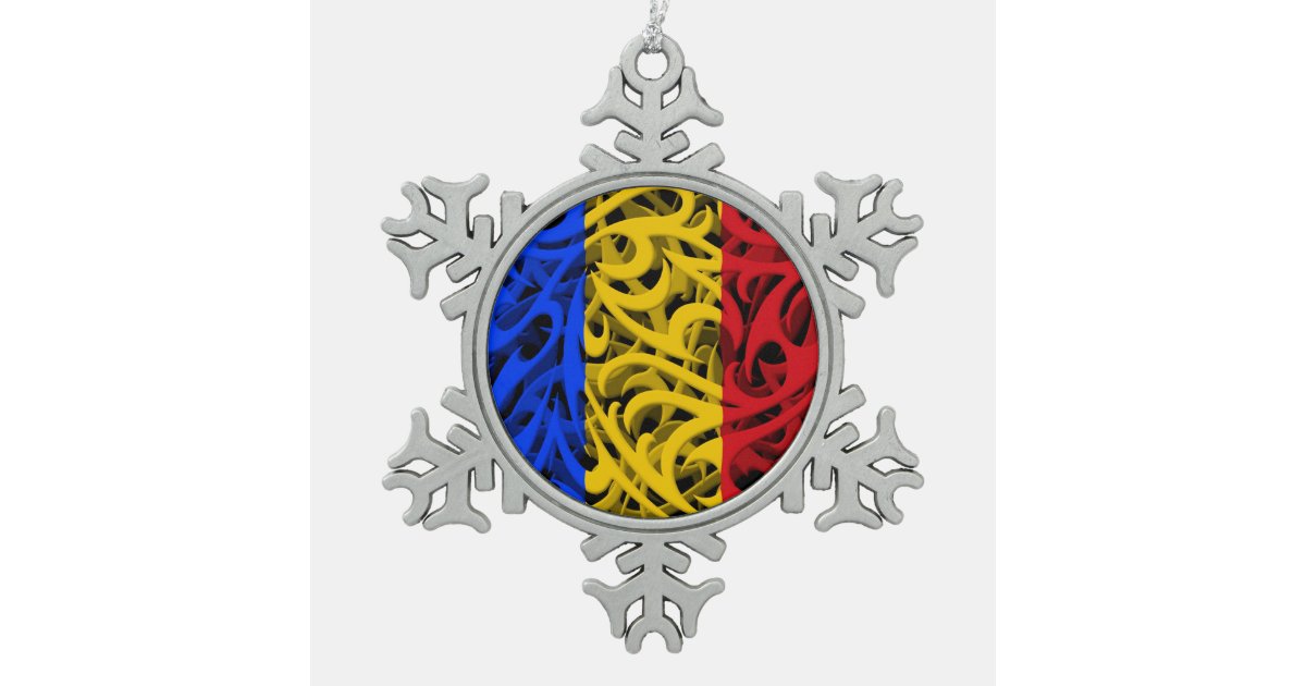 Tribal Graffiti Flag Of Romania Snowflake Pewter Christmas Ornament Zazzle Com