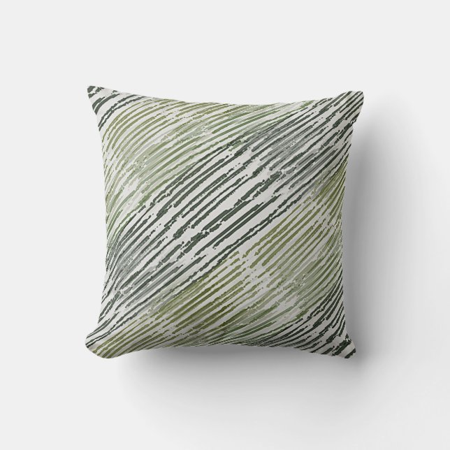 Tribal Green Stripes Abstract Pattern  Throw Pillow (Front)