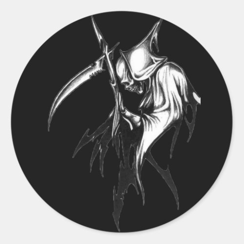 Tribal Grim Reaper Classic Round Sticker