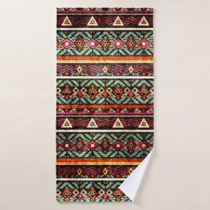 Tribal grunge ethno folk pattern in retro style bath towel