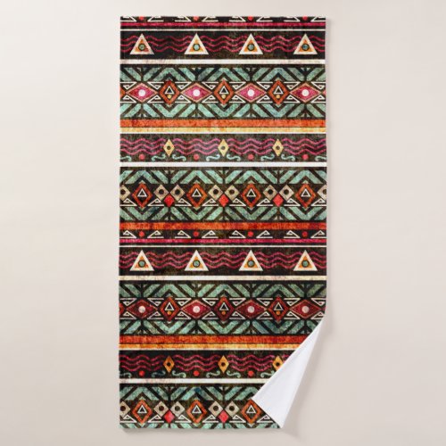 Tribal grunge ethno folk pattern in retro style bath towel