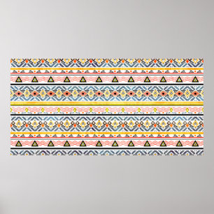 Tribal grunge ethno folk pattern in retro style poster