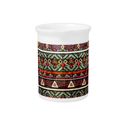 Tribal Grunge Ethno Retro Pattern Beverage Pitcher