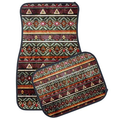 Tribal Grunge Ethno Retro Pattern Car Floor Mat