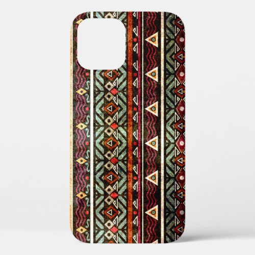 Tribal Grunge Ethno Retro Pattern iPhone 12 Case