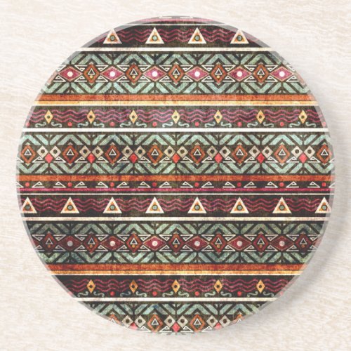 Tribal Grunge Ethno Retro Pattern Coaster