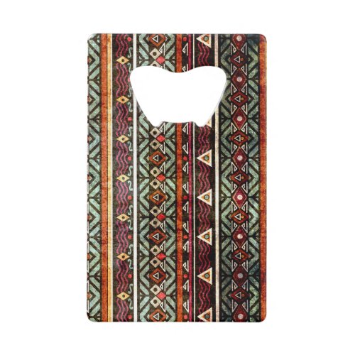 Tribal Grunge Ethno Retro Pattern Credit Card Bottle Opener