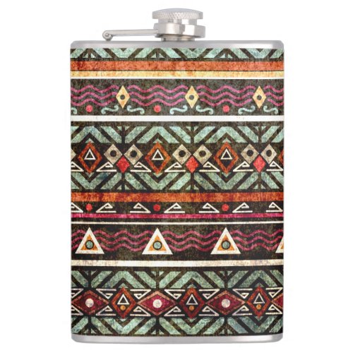 Tribal Grunge Ethno Retro Pattern Flask