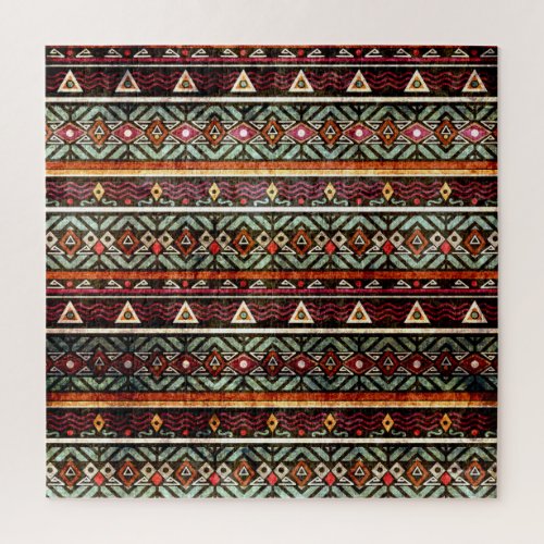 Tribal Grunge Ethno Retro Pattern Jigsaw Puzzle