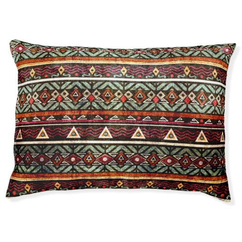 Tribal Grunge Ethno Retro Pattern Pet Bed