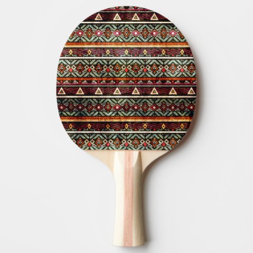 Tribal Grunge Ethno Retro Pattern Ping Pong Paddle