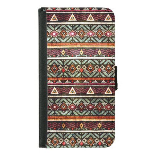 Tribal Grunge Ethno Retro Pattern Samsung Galaxy S5 Wallet Case