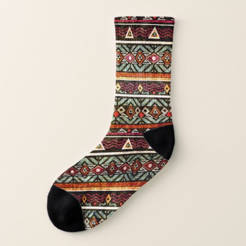 Tribal Grunge Ethno Retro Pattern Socks