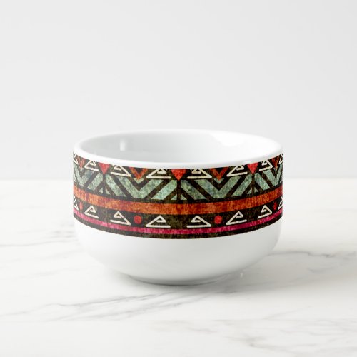 Tribal Grunge Ethno Retro Pattern Soup Mug