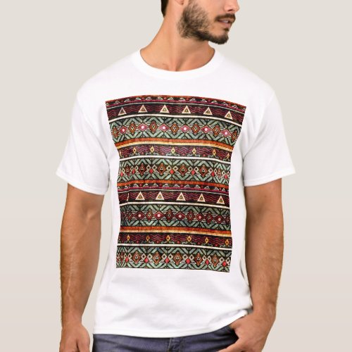 Tribal Grunge Ethno Retro Pattern T_Shirt