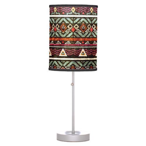 Tribal Grunge Ethno Retro Pattern Table Lamp