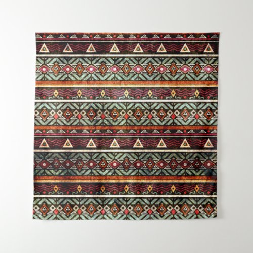 Tribal Grunge Ethno Retro Pattern Tapestry