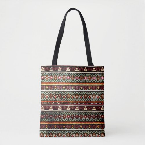 Tribal Grunge Ethno Retro Pattern Tote Bag