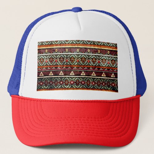 Tribal Grunge Ethno Retro Pattern Trucker Hat