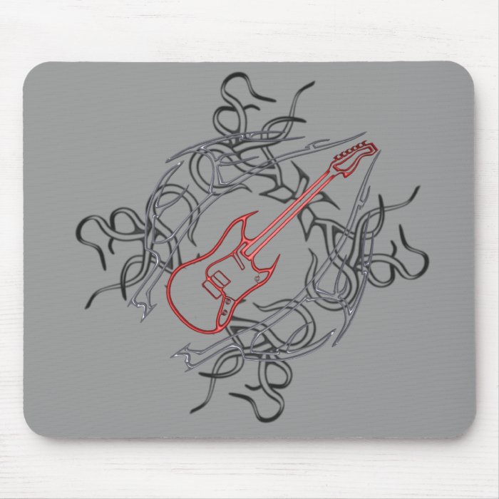 Tribal Guitar Graphic Mouse Pads