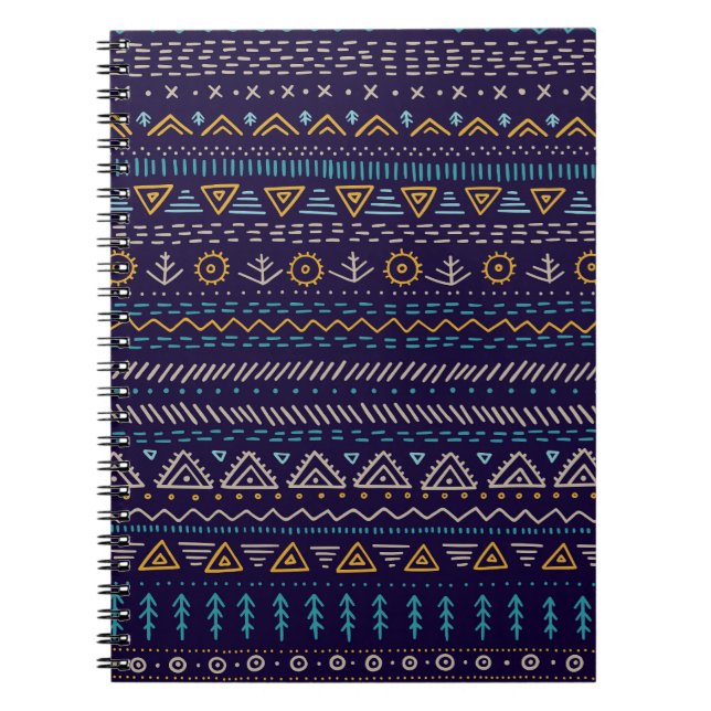 Tribal Hand-Drawn: Ethnic Seamless Pattern Notebook (Front)