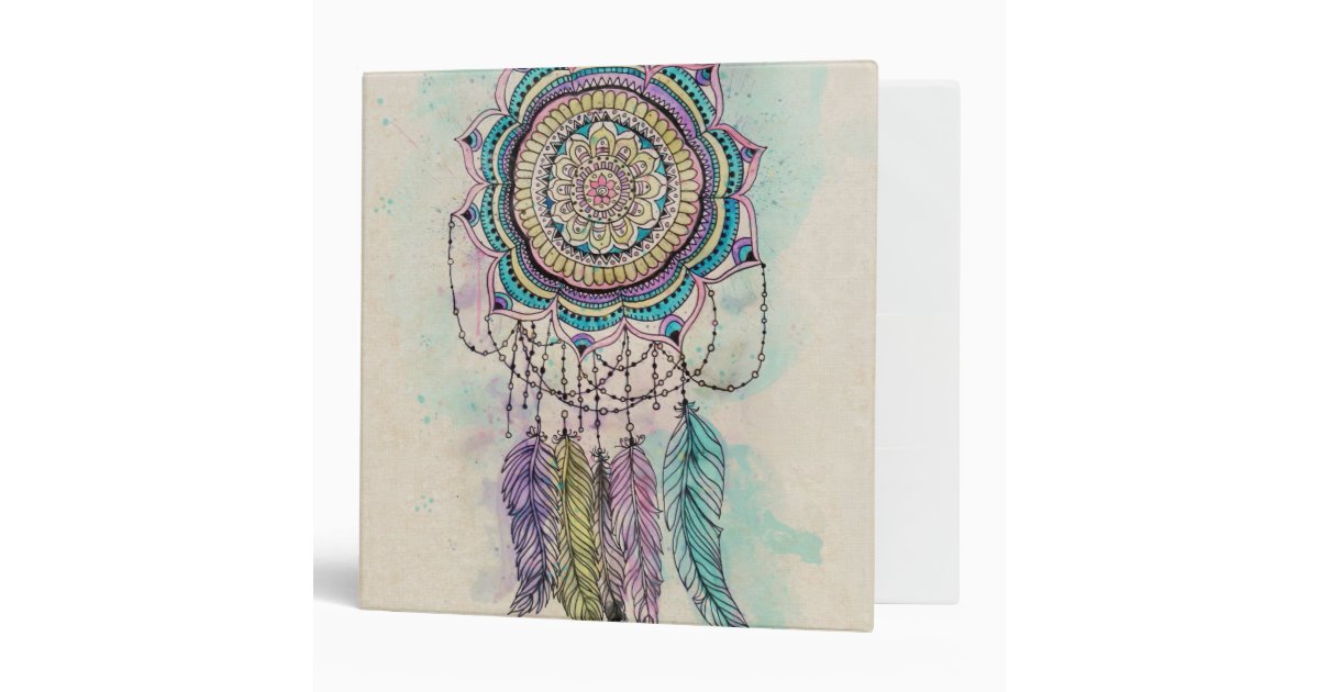 tribal hand paint dreamcatcher mandala design binder | Zazzle.com