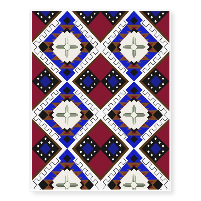 Tribal, Happiness, Native American Zia Temporary Tattoos (Front)