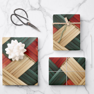 Tribal Harmony-African Basket Weave Festive Design Wrapping Paper Sheets
