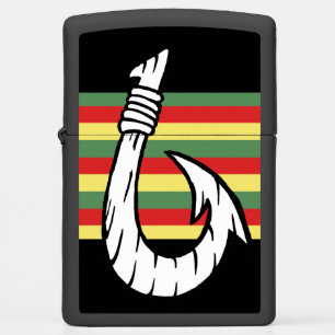 Tribal Hawaiian Fish Hook and Hawaiian Flag Colors Zippo Lighter