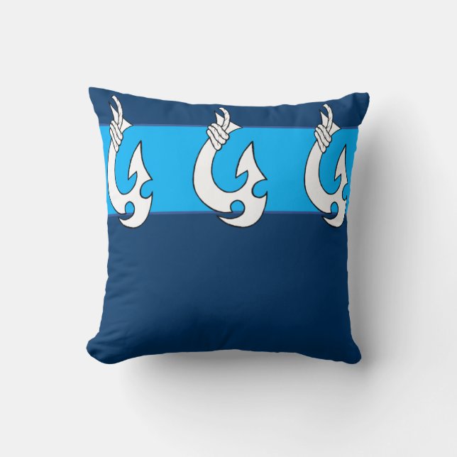 Tribal Hawaiian Fish Hook Throw Pillow (Front)