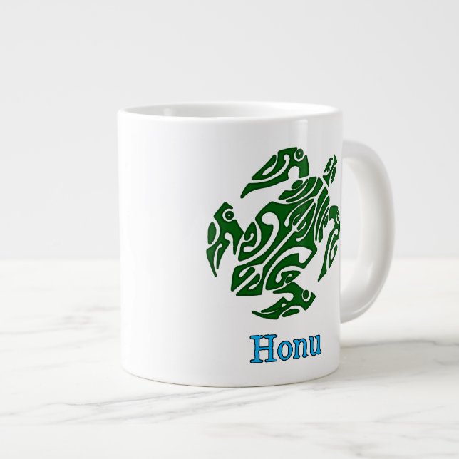 Tribal Hawaiian Green Sea Turtle Giant Coffee Mug (Front Right)