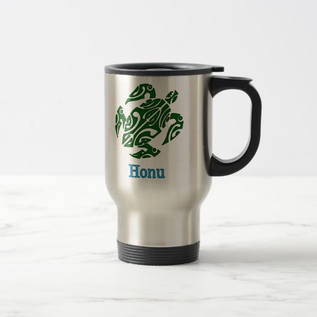 Tribal Hawaiian Green Sea Turtle Travel Mug (Right)