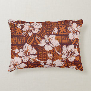 Tribal Hawaiian: Hibiscus Flower Wallpaper Accent Pillow