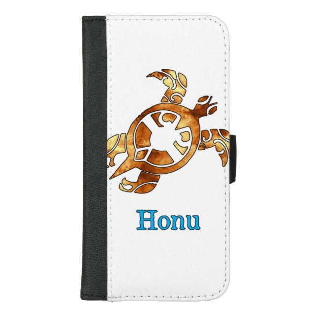Tribal Hawaiian Sea Turtle in Gold iPhone Wallet Case (Front)