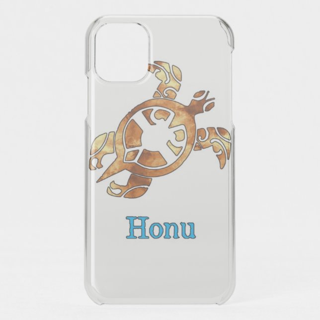 Tribal Hawaiian Sea Turtle in Gold Uncommon iPhone Uncommon iPhone Case (Back)