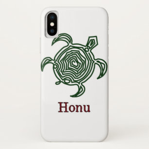 Tribal Hawaiian Sea Turtle in Green iPhone X Case