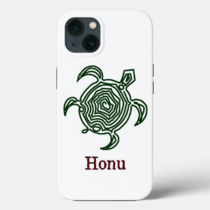 Tribal Hawaiian Sea Turtle in Green iPhone 13 Case