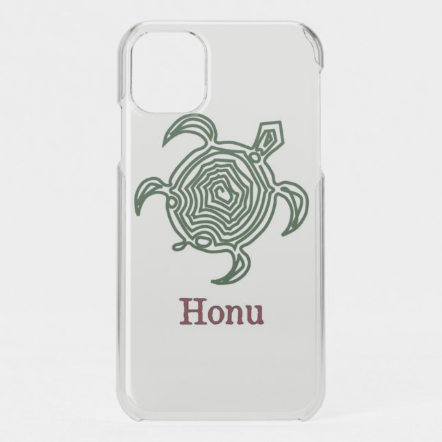 Tribal Hawaiian Sea Turtle in Green Uncommon iPhon iPhone Case (Back)