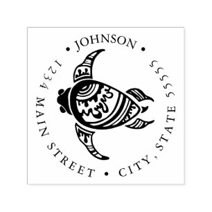 Tribal Hawaiian Sea Turtle Return Label Self-inking Stamp