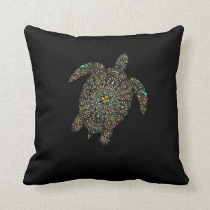 Tribal Hawaiian Sea Turtle Throw Pillow