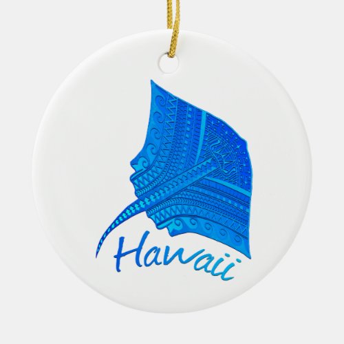 Tribal Hawaiian Stingray Ceramic Ornament