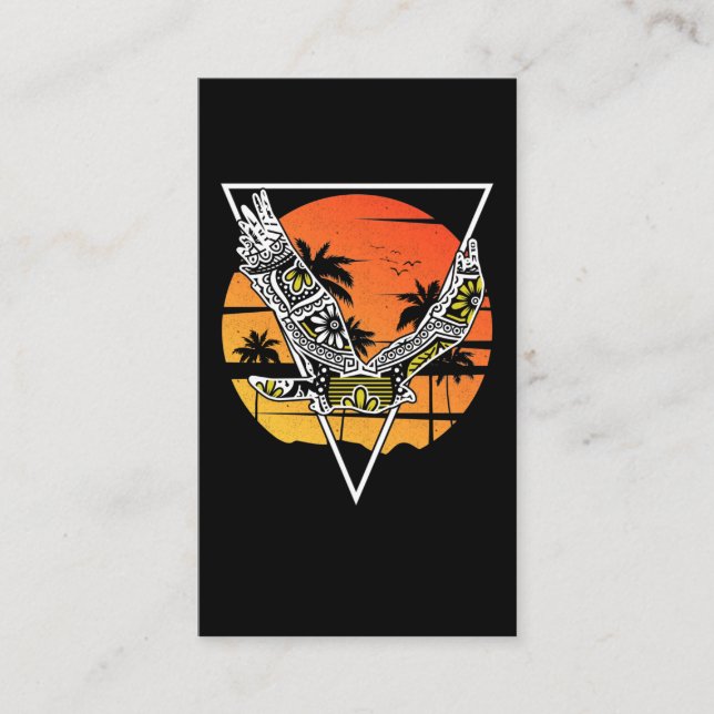 Tribal Hawk Hawaii Sunset Bird Business Card (Front)
