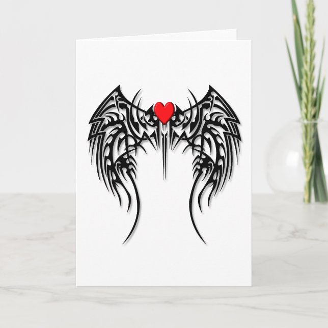 tribal heart wings holiday card (Front)