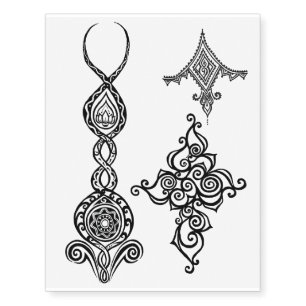 Tribal henna design temporary tattoo sheet