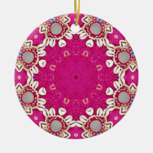 tribal hippie gypsy bohemian fuchsia Magenta Ceramic Ornament