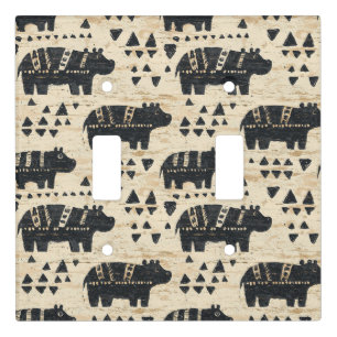 Tribal Hippo Safari Pattern Light Switch Cover