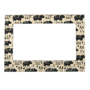 Tribal Hippo Safari Pattern Magnetic Frame
