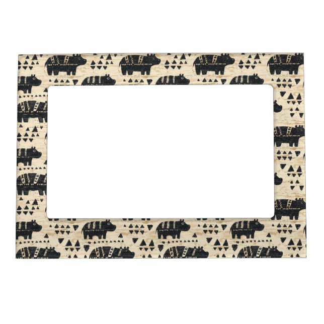 Tribal Hippo Safari Pattern Magnetic Frame (Front)