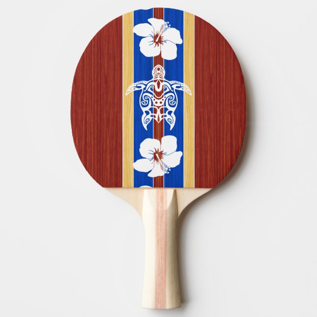 Tribal Honu Fake Wood Surfboard Ping-Pong Paddle (Front)