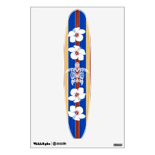 Tribal Honu Fake Wood Surfboard Wall Decal